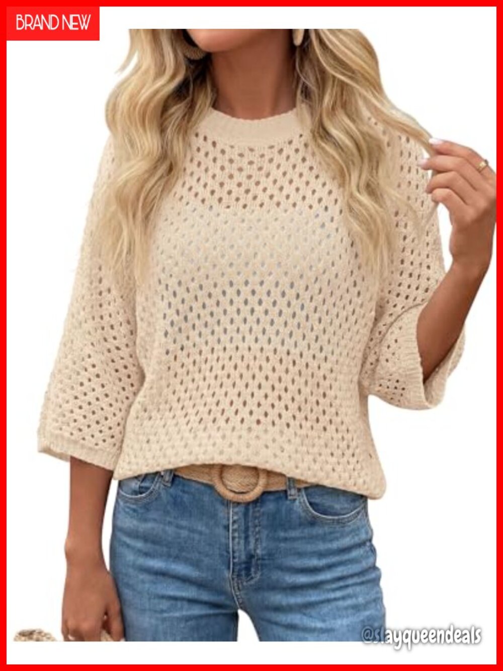Crochet Top Women Short Sleeve Cotton Beach Coverup Swimsuit Cover-Up